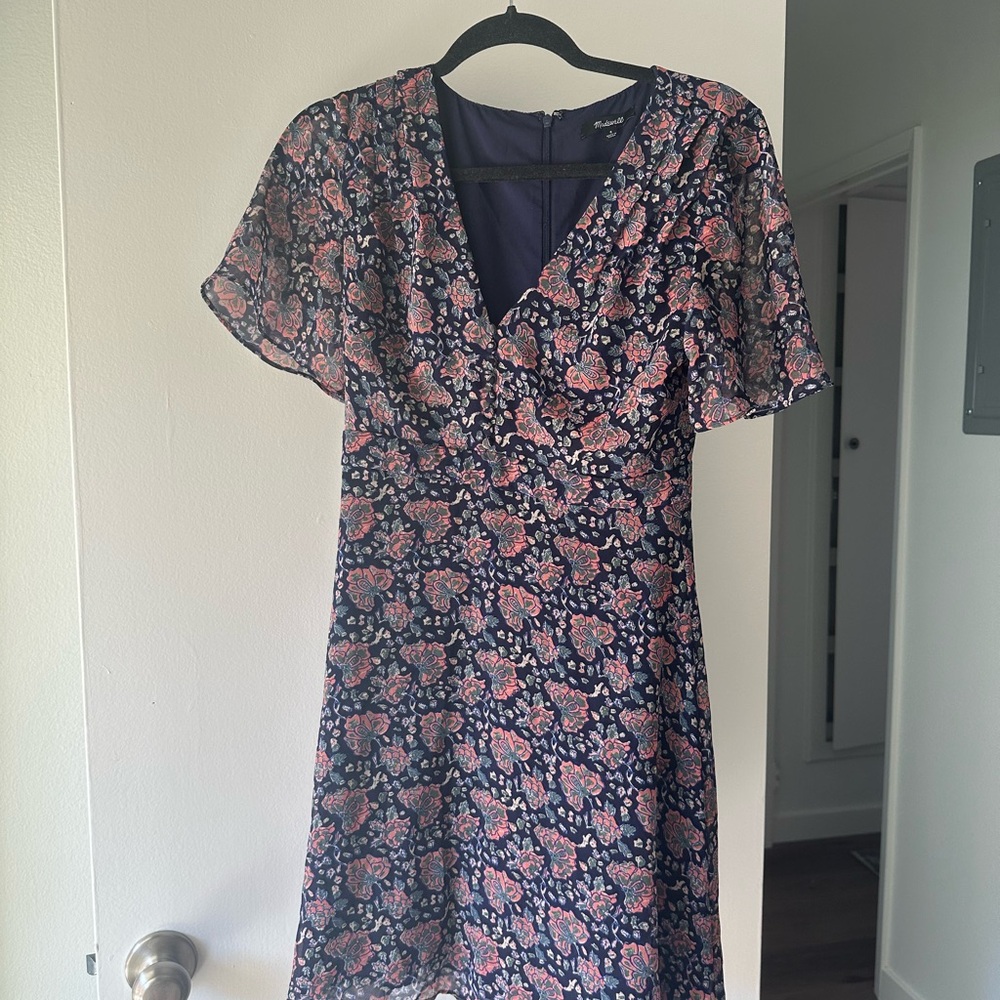 Madewell Floral Mini Dress - Navy and Pink